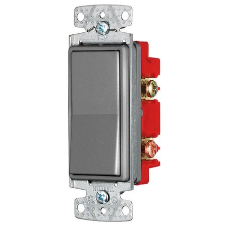 HUBBELL WIRING DEVICE-KELLEMS TradeSelect, Decorator Switch, Residential Grade, Rocker Switch, General Purpose AC, Four Way, 15A 120/277V AC, Push Back RSD415GY